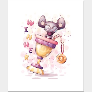 Winner rat in a champion cup Posters and Art